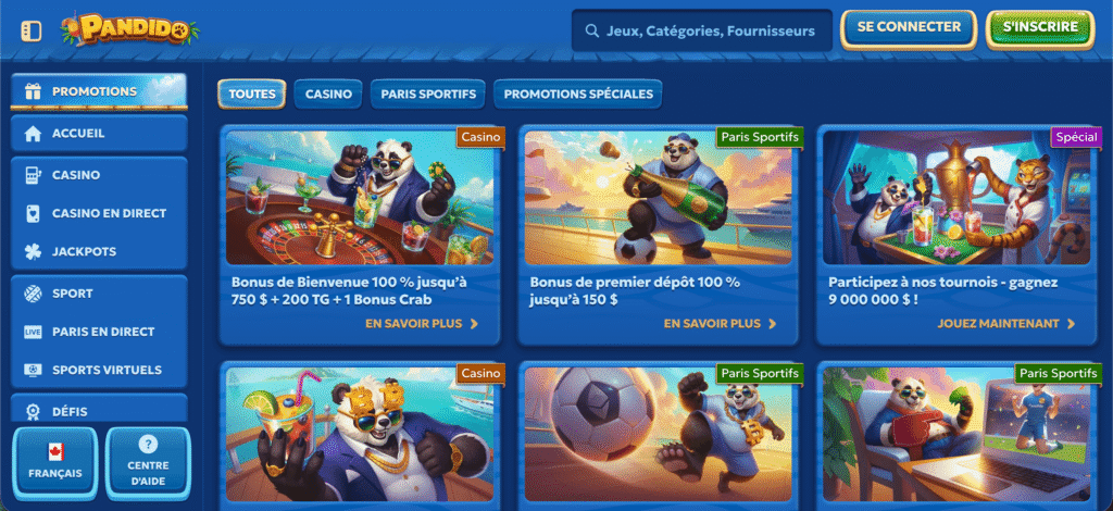 Bonus et promotions Pandido